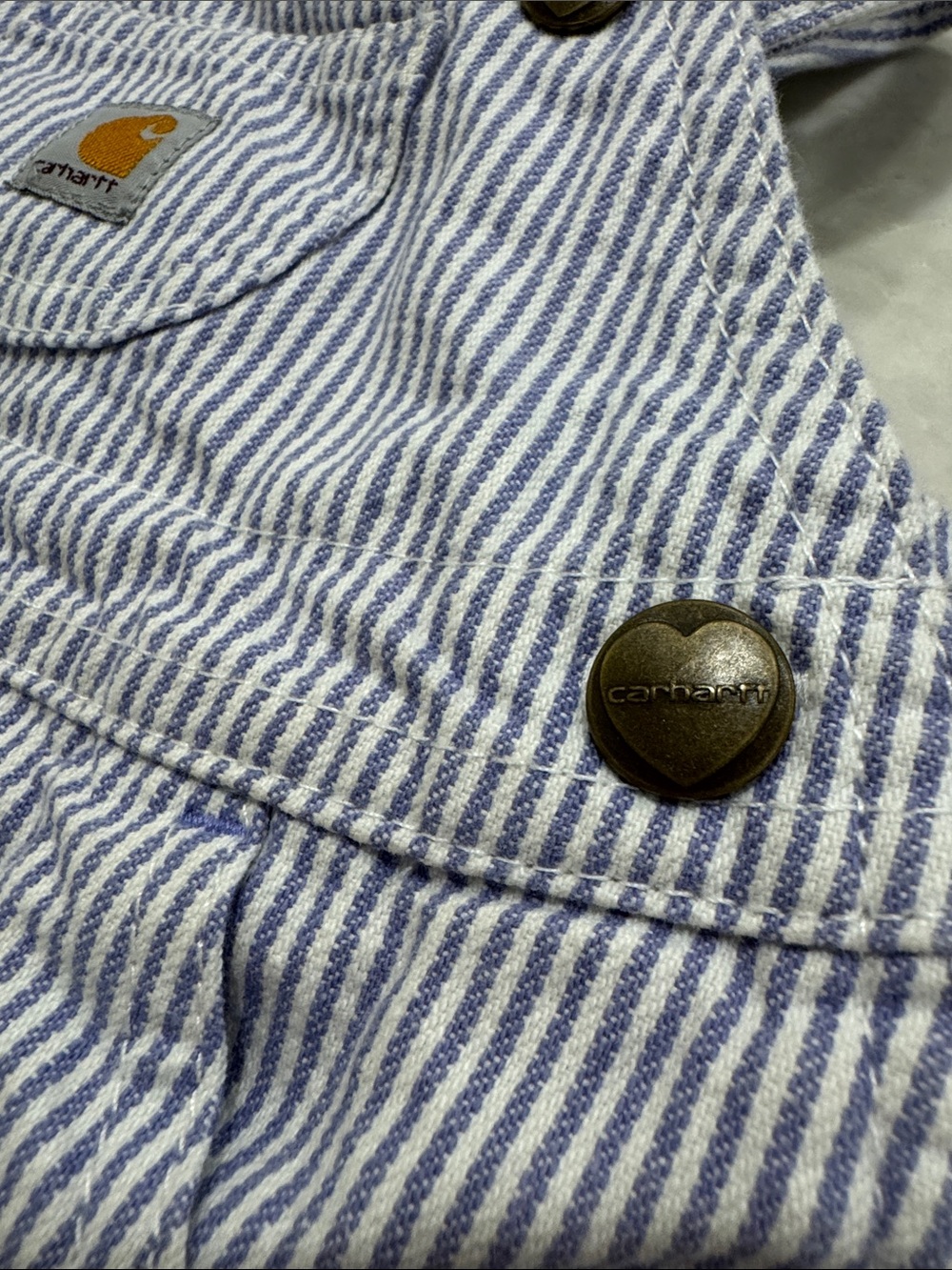 Carhartt Purple & White Striped Baby Short Overalls - Picture 4 of 4